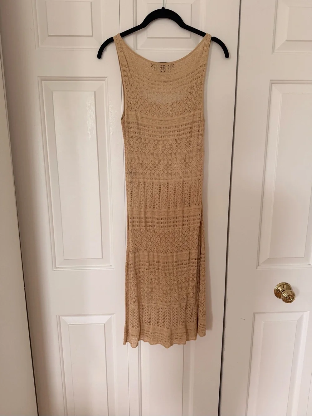 Ralph Lauren Beige silk & lace sheath Midi Tank Dress - Picture 9 of 10